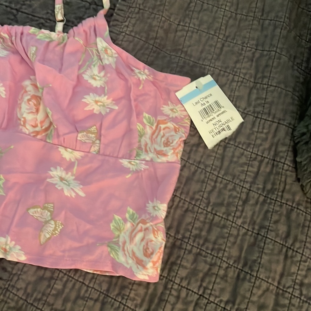 BP Tie Detail Crop Camisole in Purple Anna Floral - Picture 5 of 6
